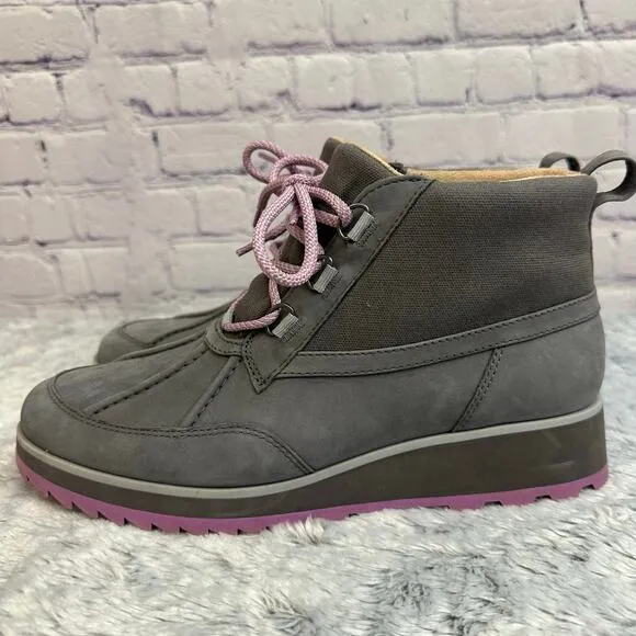 Vionic Gray Purple Acadia Nolan Waterproof Hiker Boots Outdoor Ankle 9 Lace Up