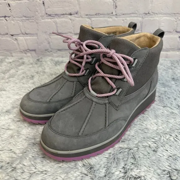 Vionic Gray Purple Acadia Nolan Waterproof Hiker Boots Outdoor Ankle 9 Lace Up