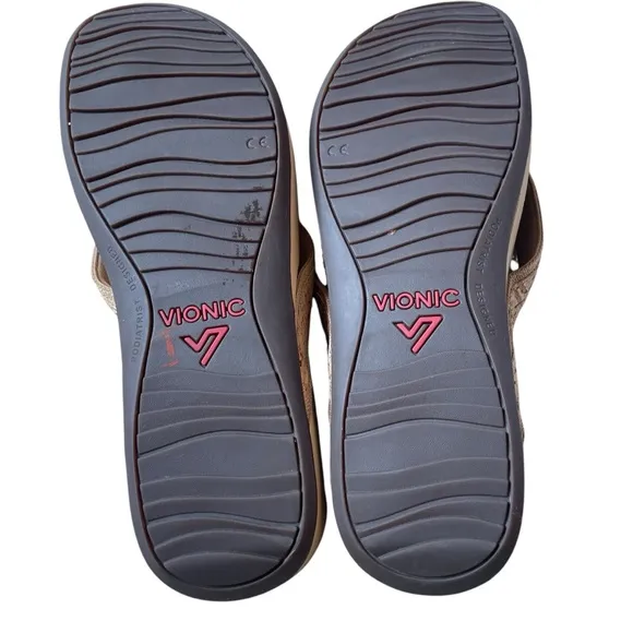 Vionic Hightide Gold Cork Sandals Size 11
