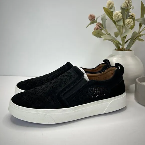 Vionic Kimmie Perf Loafer Slip On Shoes Perforated Suede Black Women's 9.5 NWOB