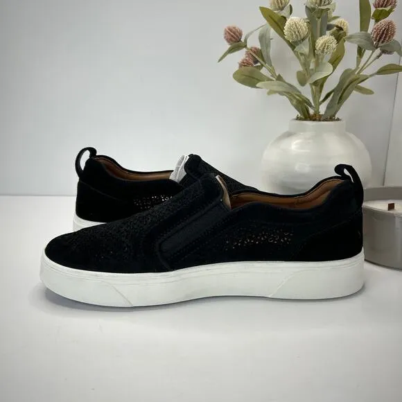 Vionic Kimmie Perf Loafer Slip On Shoes Perforated Suede Black Women's 9.5 NWOB