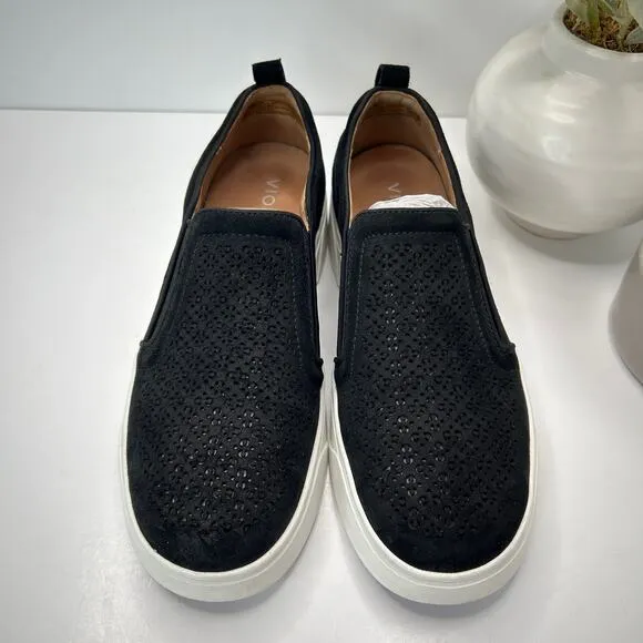 Vionic Kimmie Perf Loafer Slip On Shoes Perforated Suede Black Women's 9.5 NWOB