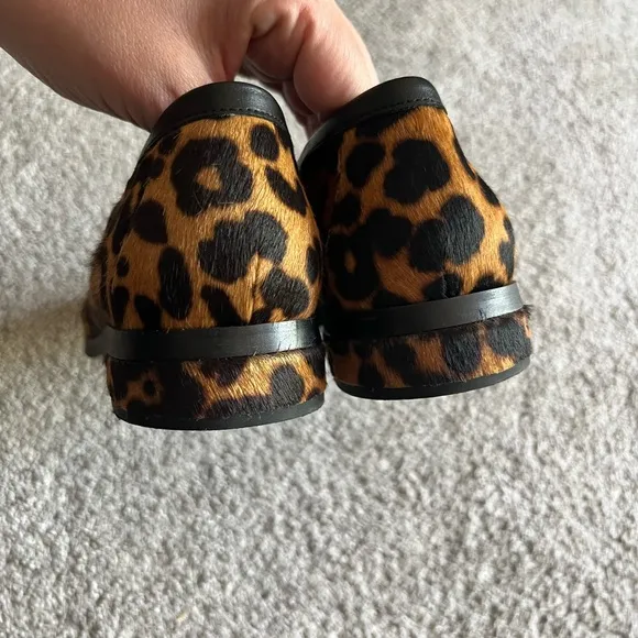 Vionic Sellah Womens Size 8.5 Calf Hair Leopard Loafers Shoes WORE ONCE