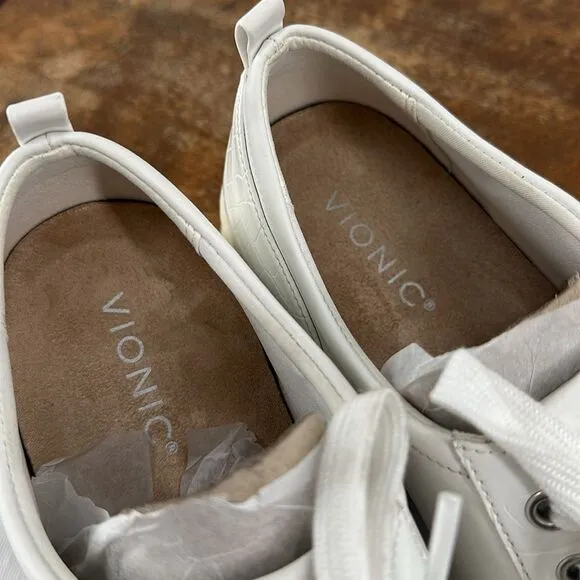 Vionic Shoes Wm 10 Winny White Leather Nappa Comfort Lace Up Sneakers Casual