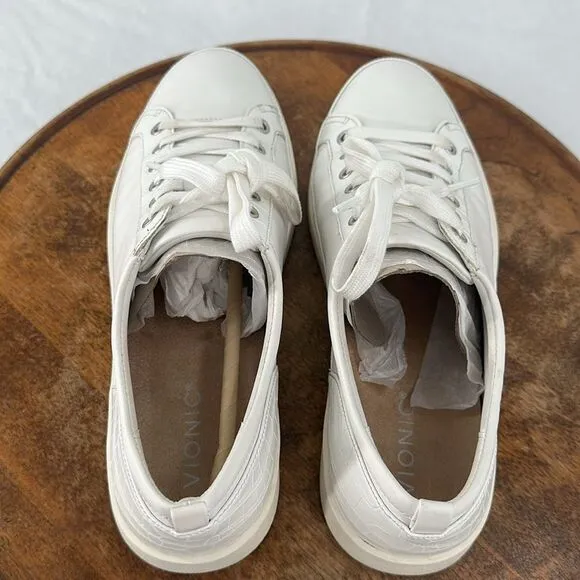 Vionic Shoes Wm 10 Winny White Leather Nappa Comfort Lace Up Sneakers Casual