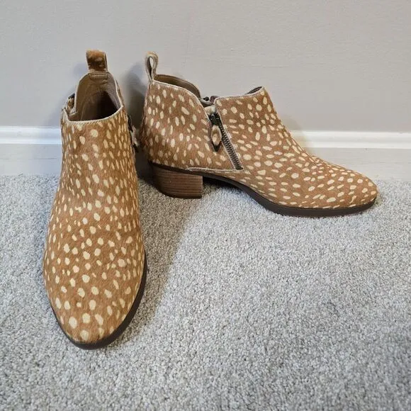 Vionic Womens Cecily Cow‎ Hair Deer Print Ankle Booties Size 11