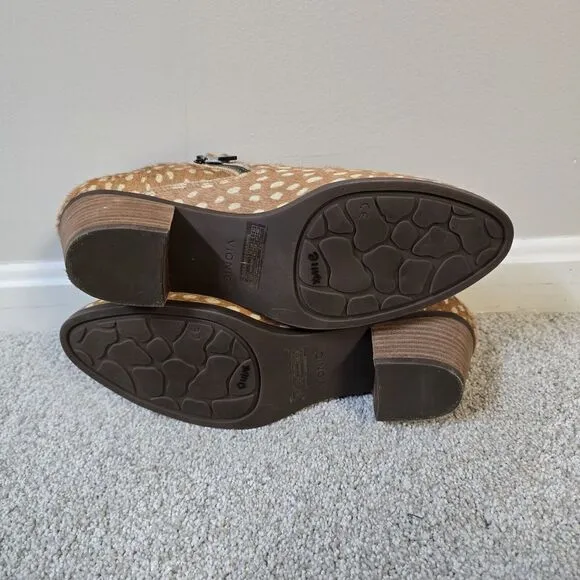 Vionic Womens Cecily Cow‎ Hair Deer Print Ankle Booties Size 11