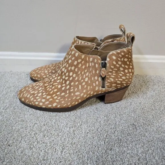 Vionic Womens Cecily Cow‎ Hair Deer Print Ankle Booties Size 11