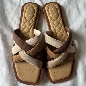 Vivaia Brown and Cream Sandals