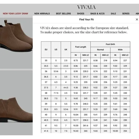 VIVAIA Square-Toe Water-Repellent Ankle Boots Size 41.5 Size 10 Ryan Pro Brown