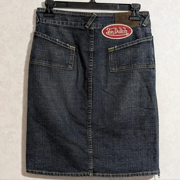 Von Dutch Blue Denim Pencil Skirt with Zipper Slit Women's Size XS