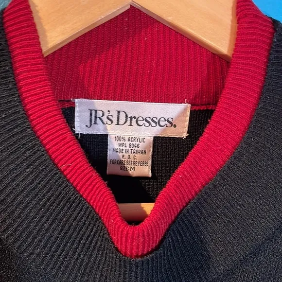 VTG Bandage show-off drop-waist knit dress black &amp; red medium