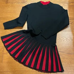 VTG Bandage show-off drop-waist knit dress black &amp; red medium