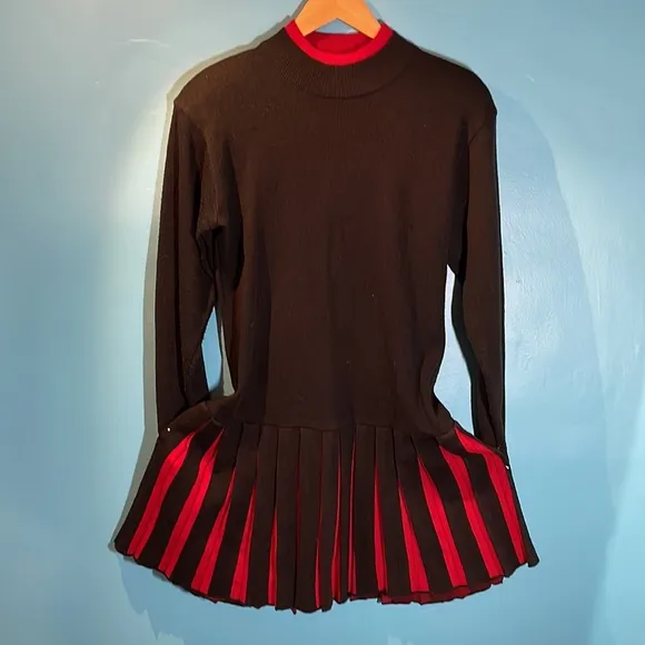 VTG Bandage show-off drop-waist knit dress black &amp; red medium
