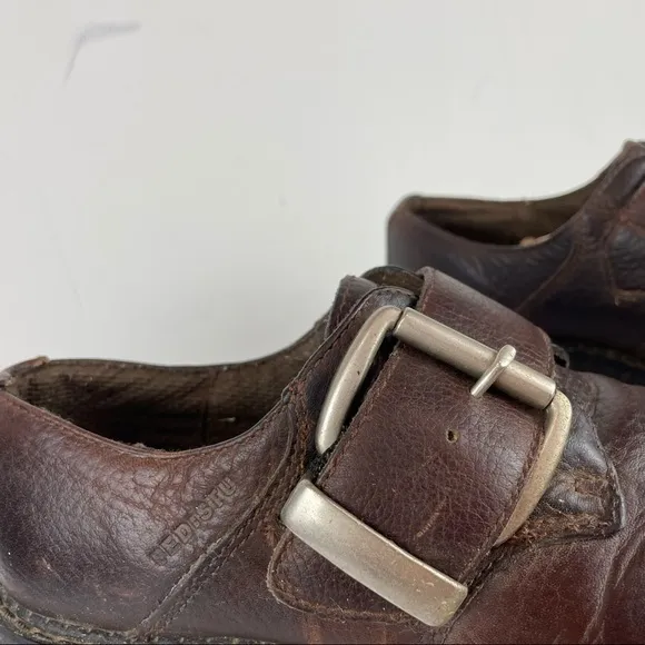 VTG Bed STU Sz 41 Chunky Platform Brown Leather Buckle Shoes