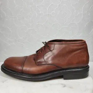 VTG Bostonian Blue Italian Leather Boots Mens 12M Brown Cap Toe Lace Up Shoes