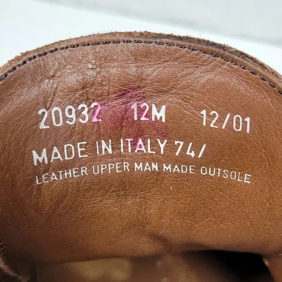 VTG Bostonian Blue Italian Leather Boots Mens 12M Brown Cap Toe Lace Up Shoes