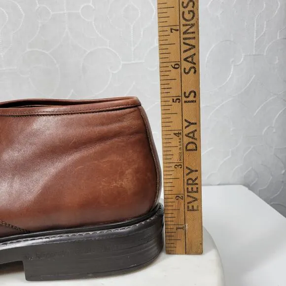 VTG Bostonian Blue Italian Leather Boots Mens 12M Brown Cap Toe Lace Up Shoes