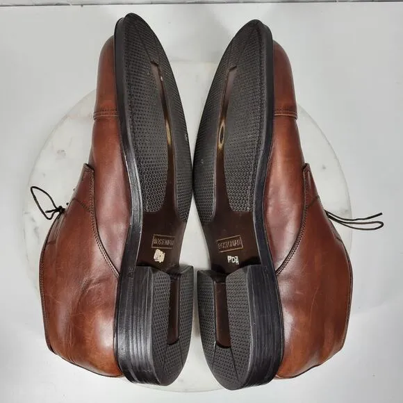VTG Bostonian Blue Italian Leather Boots Mens 12M Brown Cap Toe Lace Up Shoes