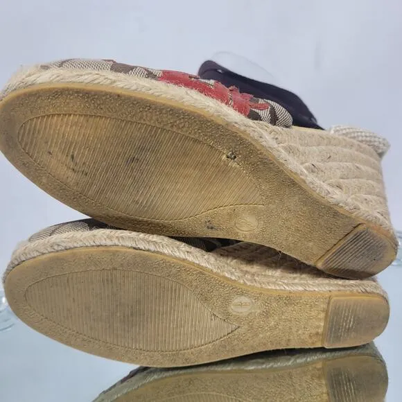 VTG COACH Alina Brown Gold Logo LTD Edit Fish Platform Strappy Wedge Sandals 6 B