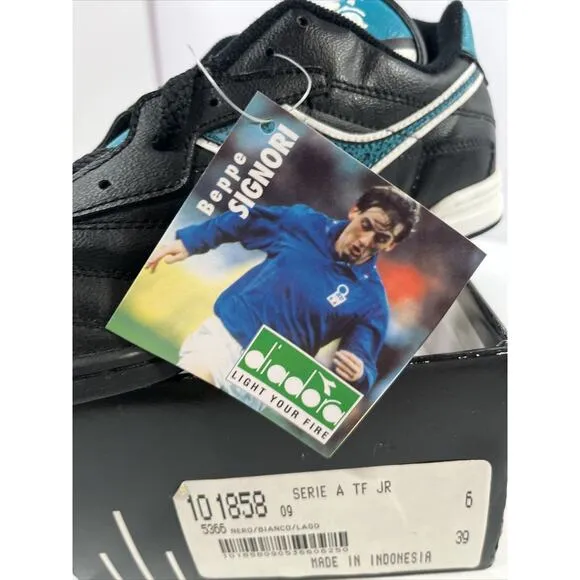 VTG Diadora Serie A Jr Sz 6 Soccer Cleats Shoes Beppe Signori Signature Edition