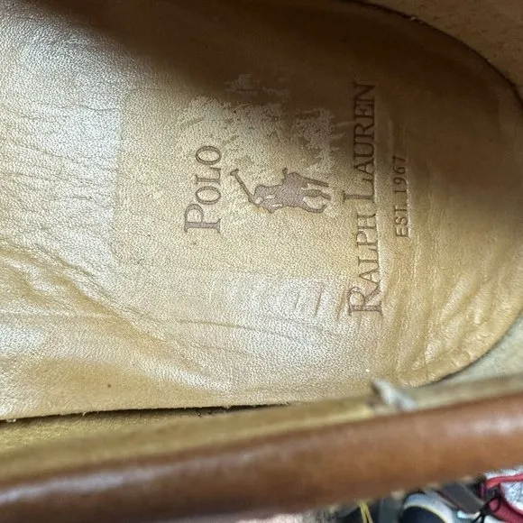 Vtg Polo Ralph Lauren Loafers Mens 13D Brown Adante Leather Slip On Shoes