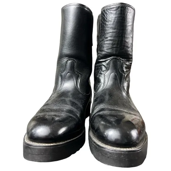 VTG‎ Sonora By Double HH West Black Leather Men Boots Size 8.5 D Oil Resistant