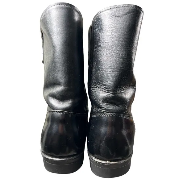 VTG‎ Sonora By Double HH West Black Leather Men Boots Size 8.5 D Oil Resistant