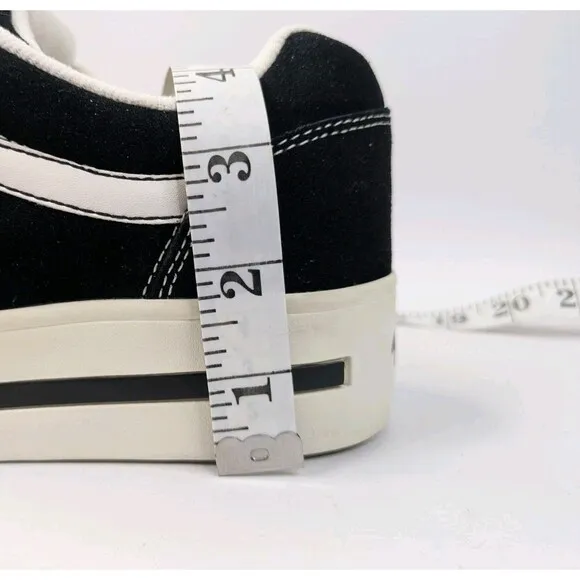 VTG Y2K Vans Black Suede Platform Womens 10 RARE Skool White Side Stripe Retro