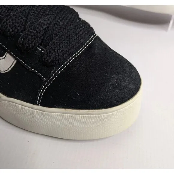 VTG Y2K Vans Black Suede Platform Womens 10 RARE Skool White Side Stripe Retro