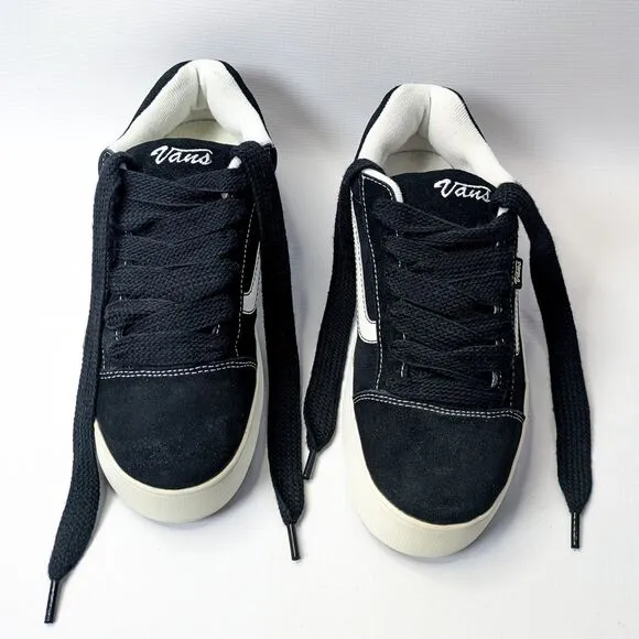 VTG Y2K Vans Black Suede Platform Womens 10 RARE Skool White Side Stripe Retro