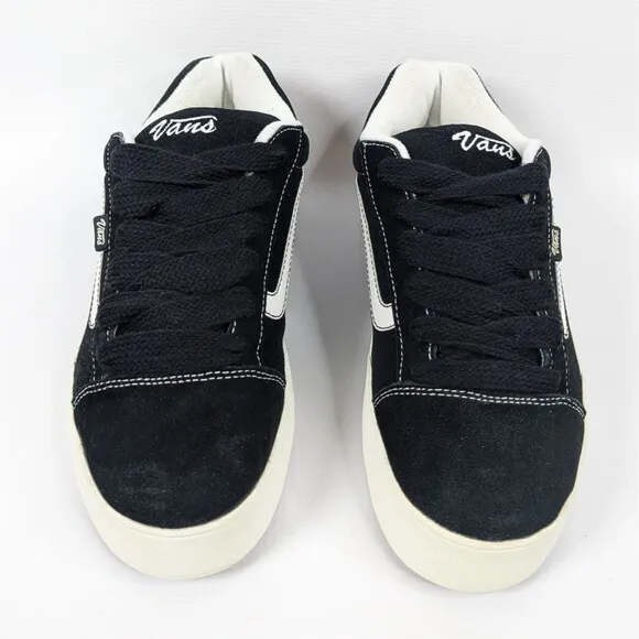 VTG Y2K Vans Black Suede Platform Womens 10 RARE Skool White Side Stripe Retro