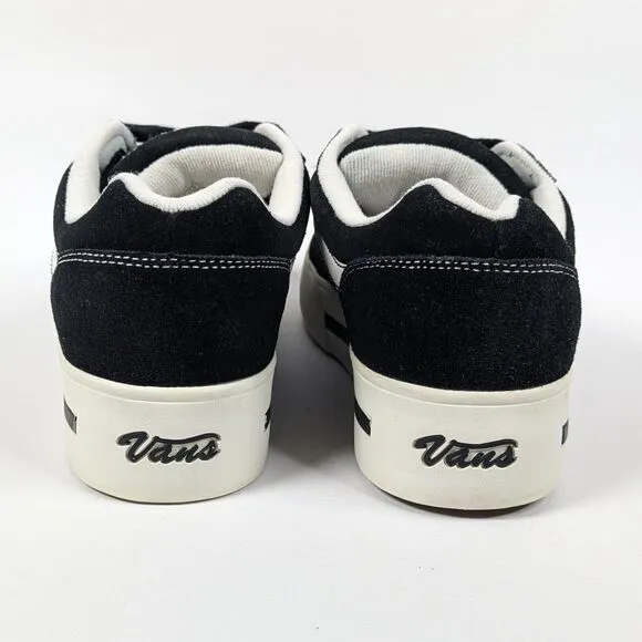 VTG Y2K Vans Black Suede Platform Womens 10 RARE Skool White Side Stripe Retro