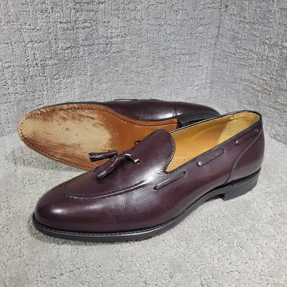 Walk-Over Men's Size 12 D/B US Brown Leather Tasseled Slip on Shoes Made in USA