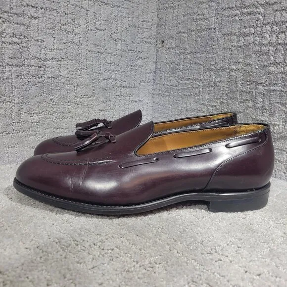 Walk-Over Men's Size 12 D/B US Brown Leather Tasseled Slip on Shoes Made in USA