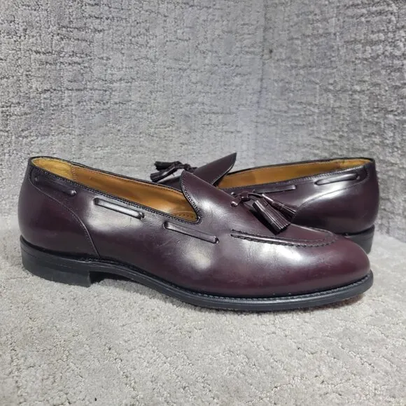 Walk-Over Men's Size 12 D/B US Brown Leather Tasseled Slip on Shoes Made in USA