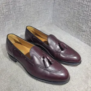 Walk-Over Men's Size 12 D/B US Brown Leather Tasseled Slip on Shoes Made in USA