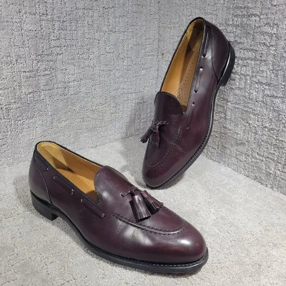 Walk-Over Men's Size 12 D/B US Brown Leather Tasseled Slip on Shoes Made in USA