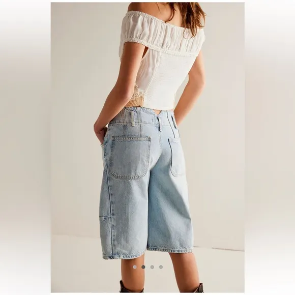 We The Free Extreme Measures Barrel Jean shorts free people short 24 light wash