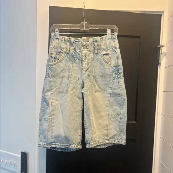 We The Free Extreme Measures Barrel Jean shorts free people short 24 light wash