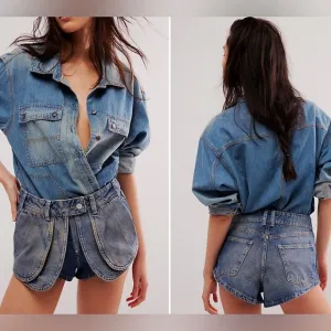 We The Free Prince Street Denim Shorts NWT Size 25 Color Bluest Eyes