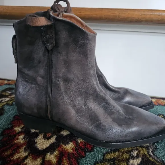 We The Free Wade Distressed Ankle Boots  Color:  Washed Black