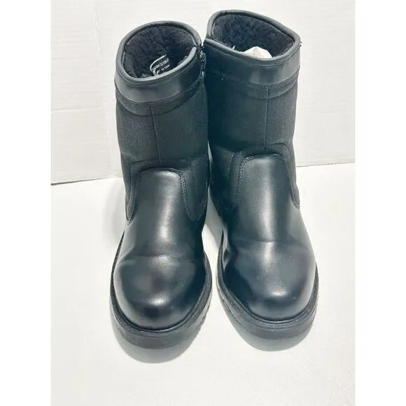 Weatherproof Stadium Women's Faux Fur Faux Leather Pull-On Ankle Boots Black 11