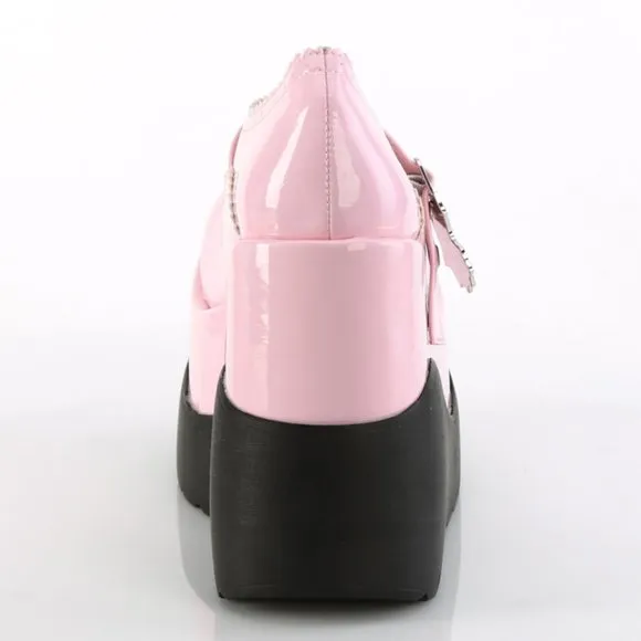 Wedge Platform Mary Janes Heart Emo Gothic Shoes