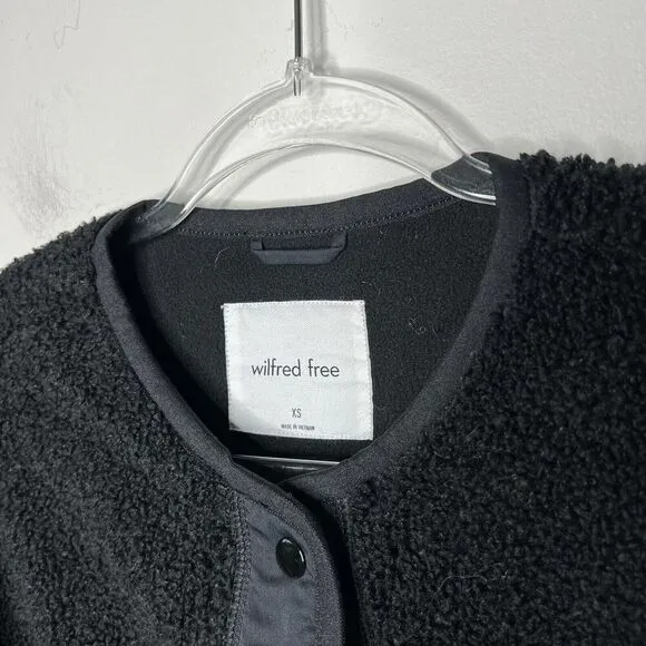 Wilfred Free Aritiza Teddy Jacket Womens XS Black Shearling Oversized Casual