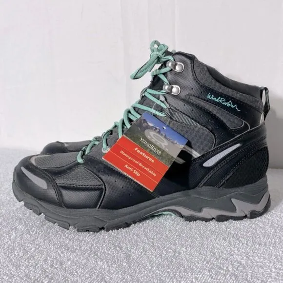 Wind River Grey Black Teal Lace Up Ankle Boots Activewear Hiking Boots 10 NWT