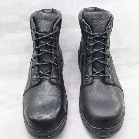 Wolverine Marquette Men's 14M US Black Leather‎ Steel Toe 6&quot; Work Boots W04714