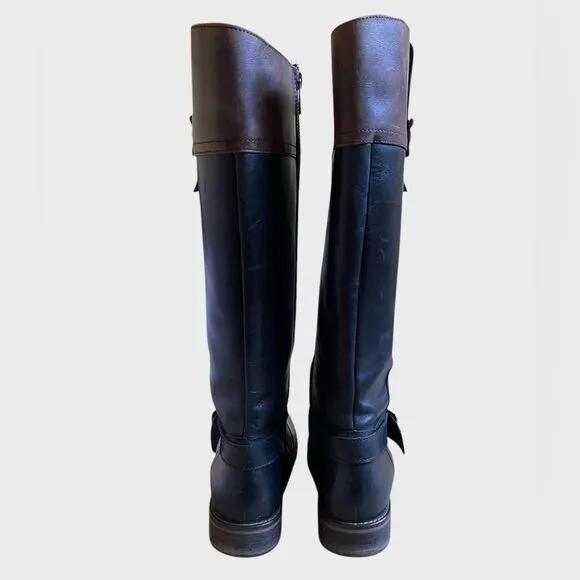 Wolverine Shannon Tall Riding Boots Women's Size 7.5 Leather Black Brown Zipper