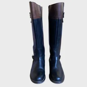 Wolverine Shannon Tall Riding Boots Women's Size 7.5 Leather Black Brown Zipper