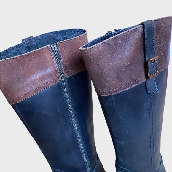 Wolverine Shannon Tall Riding Boots Women's Size 7.5 Leather Black Brown Zipper